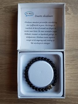 Dames armband Zwarte Obsidiaan met Boeddha kraal