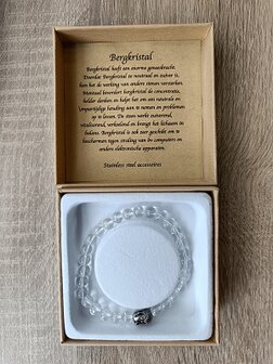 Dames armband Bergkristal (19) met RVS Boeddha kraal