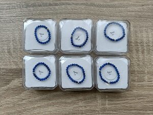 Dames ringenset (6) met natuursteen Blauw Agaat 3mm