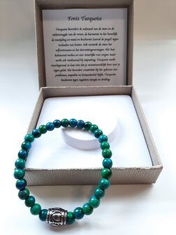 Dames armband Fenix Turquoise met RVS basic kraal