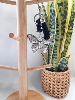 Sleutelhanger vlinder met natuursteen Onyx