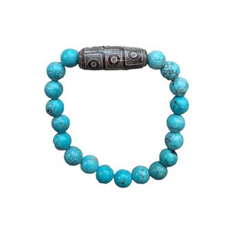 Turquoise natuurstenen armband met Tibetaanse kraal