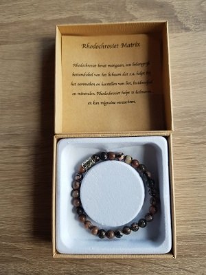 Dames armband Rhodonchrosiet Matrix met basic kraal
