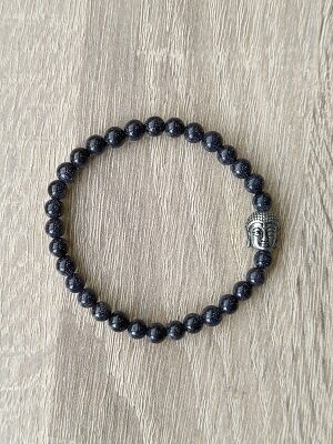 Dames armband Blauwvloed met RVS Boeddha kraal