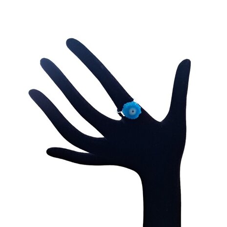 Ring met blauwe Agaat natuursteen