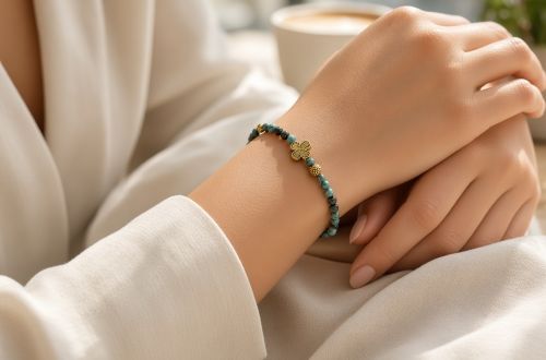 Dames armband Afrikaans Turquoise 4 mm met goudkleurige tussenkralen