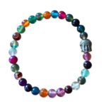 Dames armband Agaat multi kleur 6 mm met Boeddha kraal