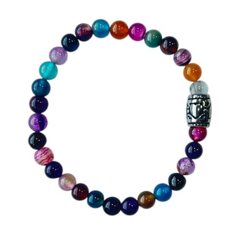 Dames armband Agaat multi kleuren 6 mm met basic kraal