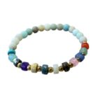 Dames armband Amazoniet mat 6 mm met spacers