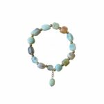 Dames armband Amazoniet met goudkleurige RVS tussenkralen