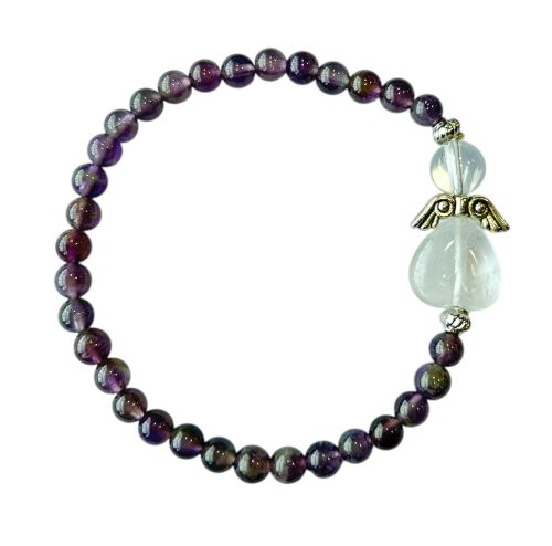 Dames armband Amethist 6 mm met beschermengel