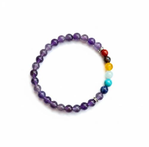 Dames armband Amethist met 7 Chakra kralen