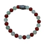 Herenarmband Aventurijn en Carneool 8 mm met vlecht kraal