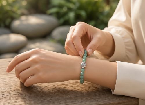 Dames armband Aventurijn met de flower of life kraal