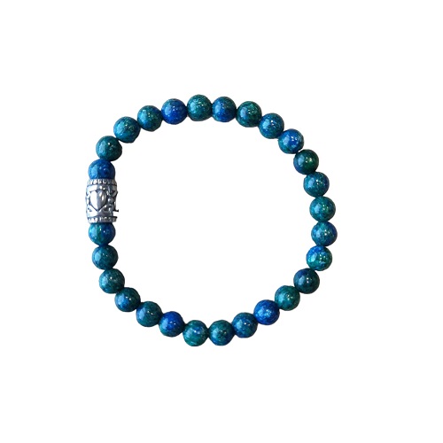 Dames armband Azuriet Malachiet 6 mm met basic kraal