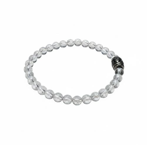 Dames armband Bergkristal 6 mm met basic kraal