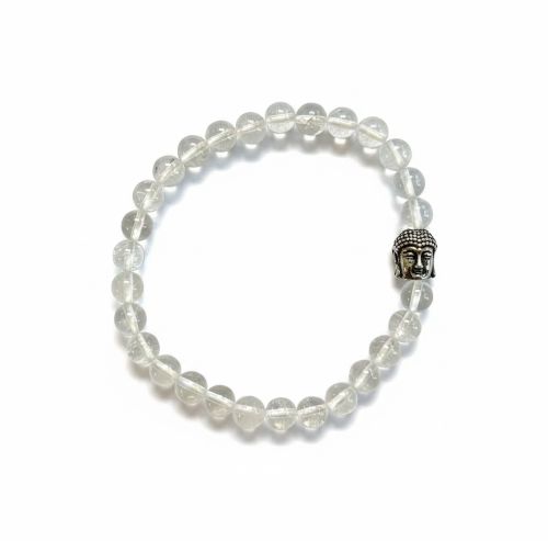 Dames armband Bergkristal 6 mm met Boeddha kraal