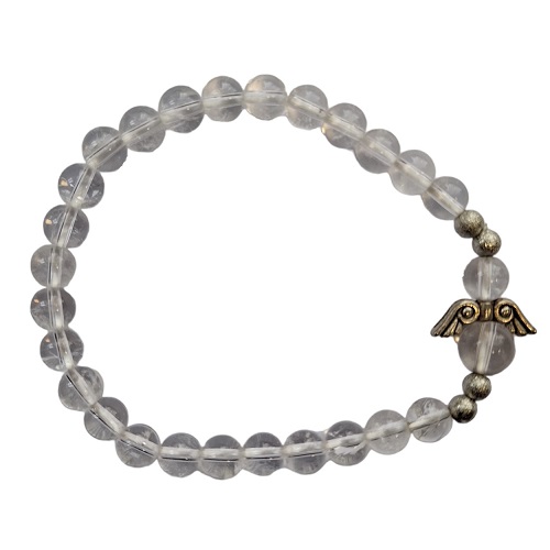 Dames armband Bergkristal 6 mm met beschermengel