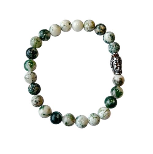 Heren armband Boom Agaat 8 mm met boeddhakraal