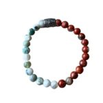 Dames armband Boomagaat en rode Jaspis 6 mm met basic kraal