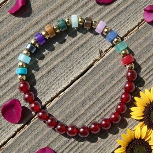 Dames armband Carneool 6 mm met spacers