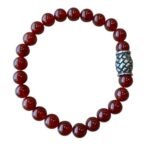 Heren armband Carneool 8 mm met vlecht kraal
