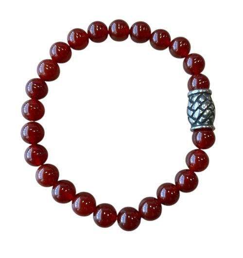 Heren armband Carneool 8 mm met vlecht kraal