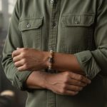 Heren armband Citrien met vlecht kraal