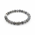 Herenarmband Dragon Veins Agaat zwart met boeddhakraal