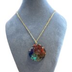 Goudkleurige RVS Epoxy ketting met natuursteen