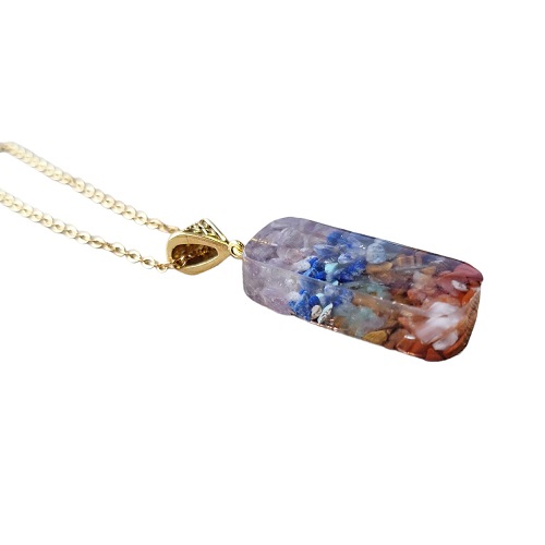 Goudkleurige RVS Epoxy ketting met natuursteen