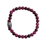 Dames armband Fuchsia Tijgeroog 6 mm met basic kraal