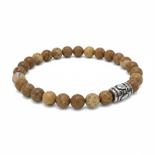 Dames armband gele Jaspis 6 mm met basic kraal