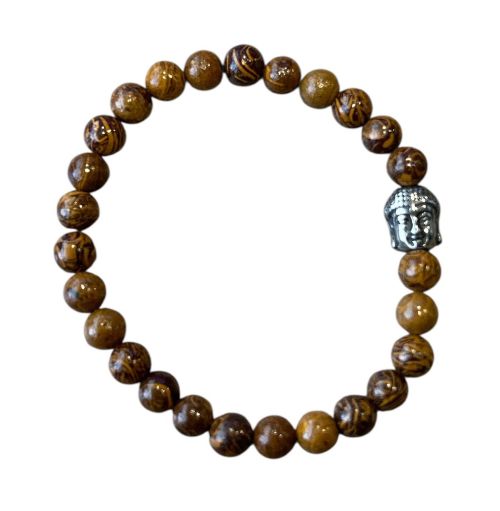 Dames armband Goudnerf Jade 6 mm met boeddha kraal