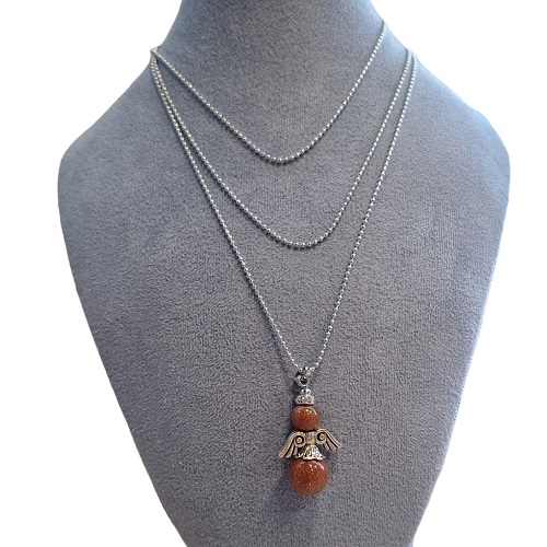 Ketting met een geluksengel van natuursteen Goudvloed