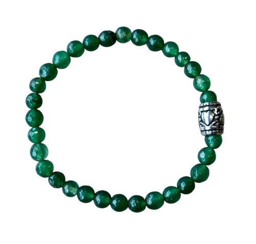 Dames armband groene Agaat (facet) 6 mm met basic kraal