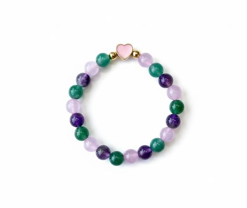 Kinder armband (16 cm) 6 mm met hartje