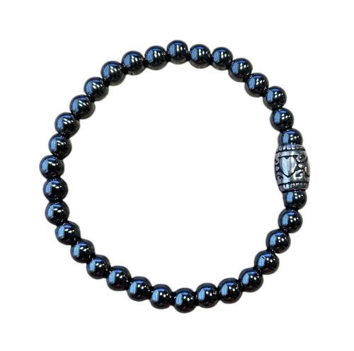 Dames armband Hematiet 6 mm met basic kraal