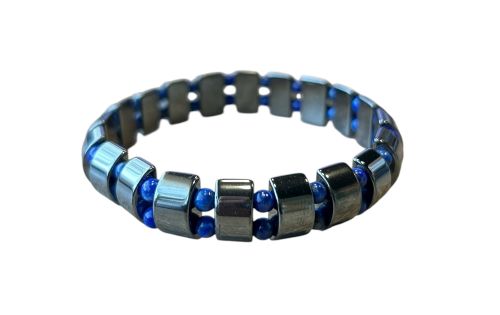 Heren armband met Hematiet en Lapis Lazuli natuursteen