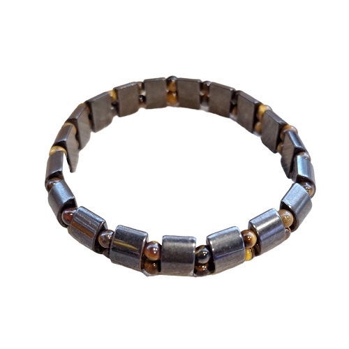 Herenarmband natuurstenen Hematiet en Tijgeroog