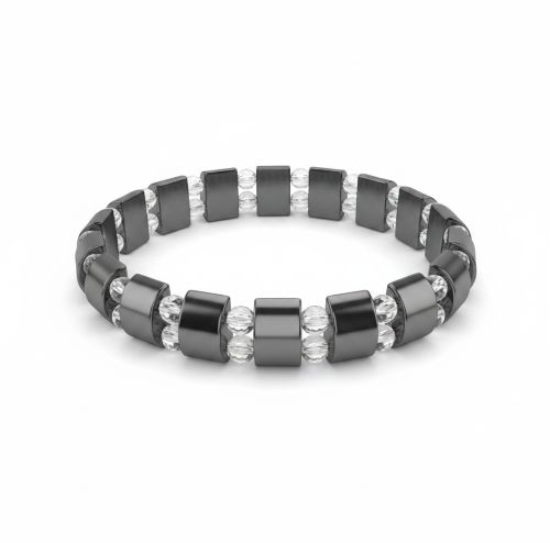 Heren armband Hematiet & Bergkristal