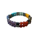 Dames armband Hematiet (plat) met Regenboog kralen 6 mm