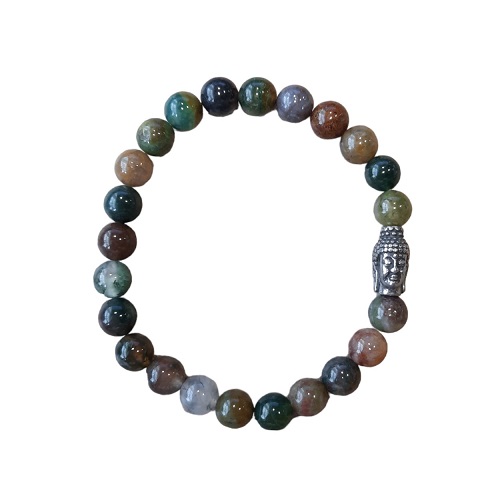 Heren armband Indiaas Agaat 8 mm met Boeddha kraal