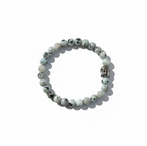 Dames armband Kiwi Jaspis met RVS Boeddha kraal