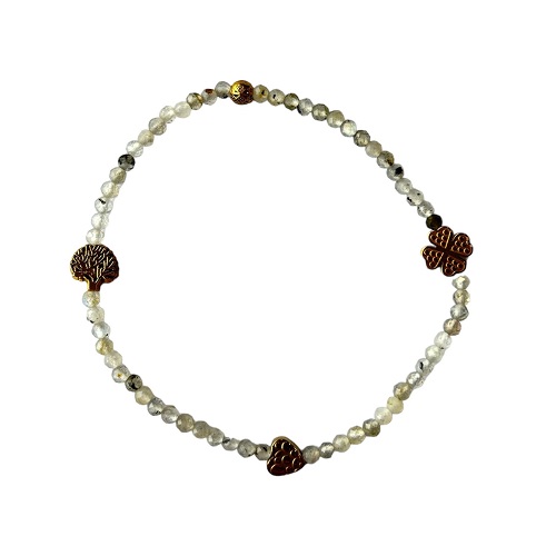 Dames armband Labradoriet 4 mm met goudkleurige accessoires