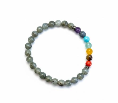 Dames armband Labradoriet 6 mm met Chakra kralen