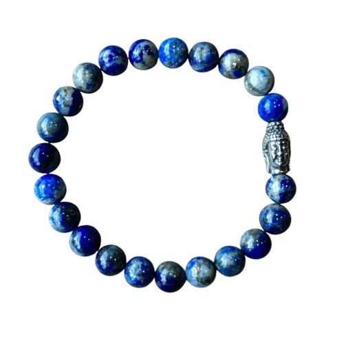 Heren armband Lapis Lazuli 8 mm met Boeddha kraal