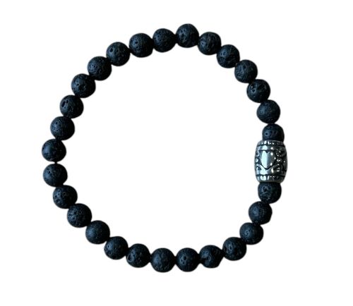 Dames armband Lavasteen 6 mm met basic kraal