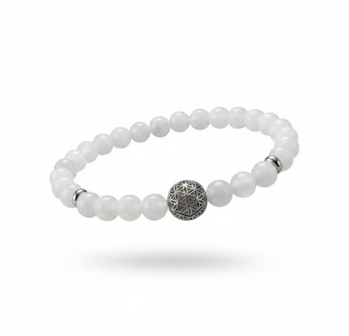 Damesarmband Maansteen met flower of life kraal