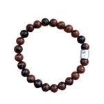 Heren armband 8 mm Mahonie Obsidiaan met matzilverkleur kraal
